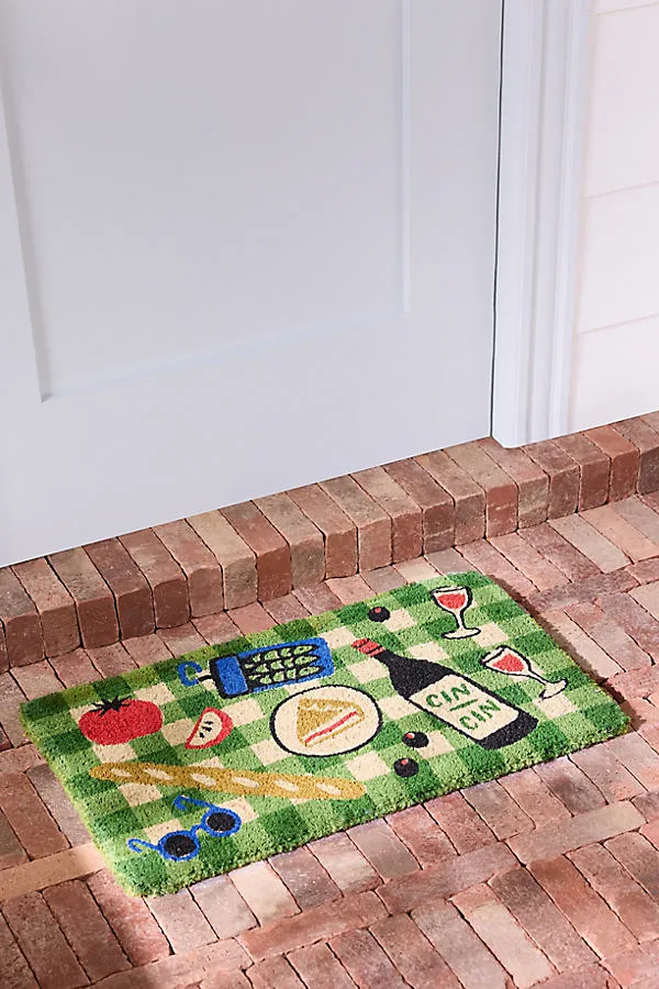 Picnic Coir Printed Doormat - Green product
