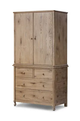 Pika Oak Armoire - Brown, Oak Veneer by Anthropologie, alternate view