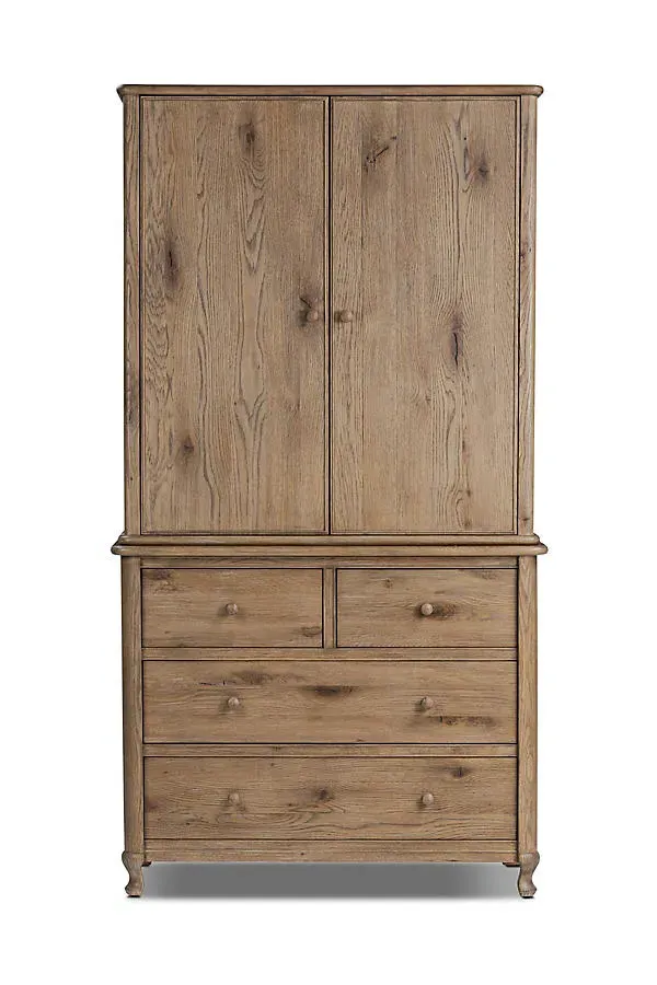 Pika Oak Armoire - Brown, Oak Veneer by Anthropologie