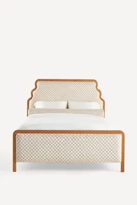 Pim Carmine Jacquard EU King Size Bed - Beige, Velvet product