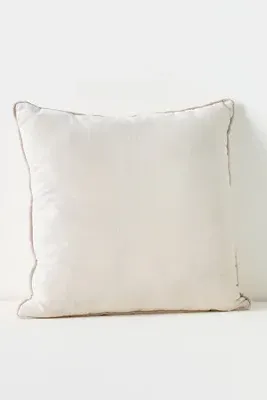 Piped Velvet Cushion - Ivory, Cotton/Rayon by Anthropologie, alternate view