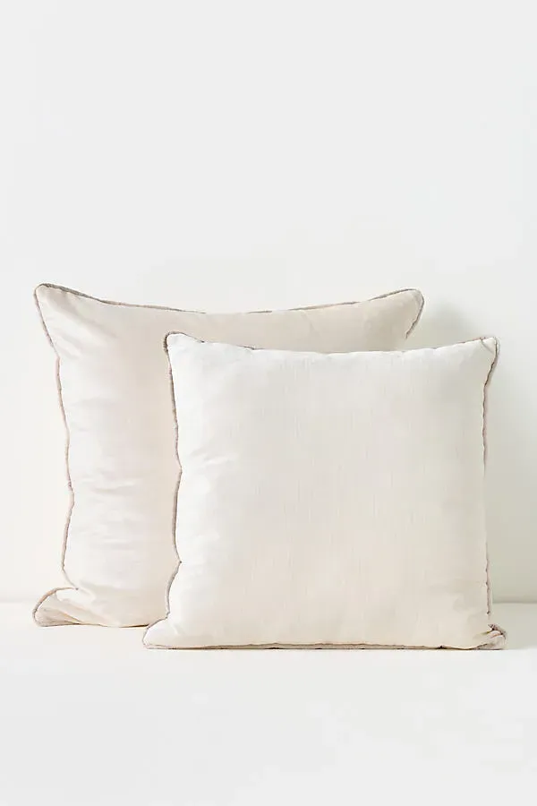 Piped Velvet Cushion - Ivory, Cotton/Rayon by Anthropologie