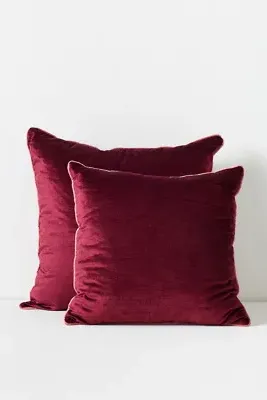Piped Velvet Cushion - Red, Cotton/Rayon by Anthropologie, image 2
