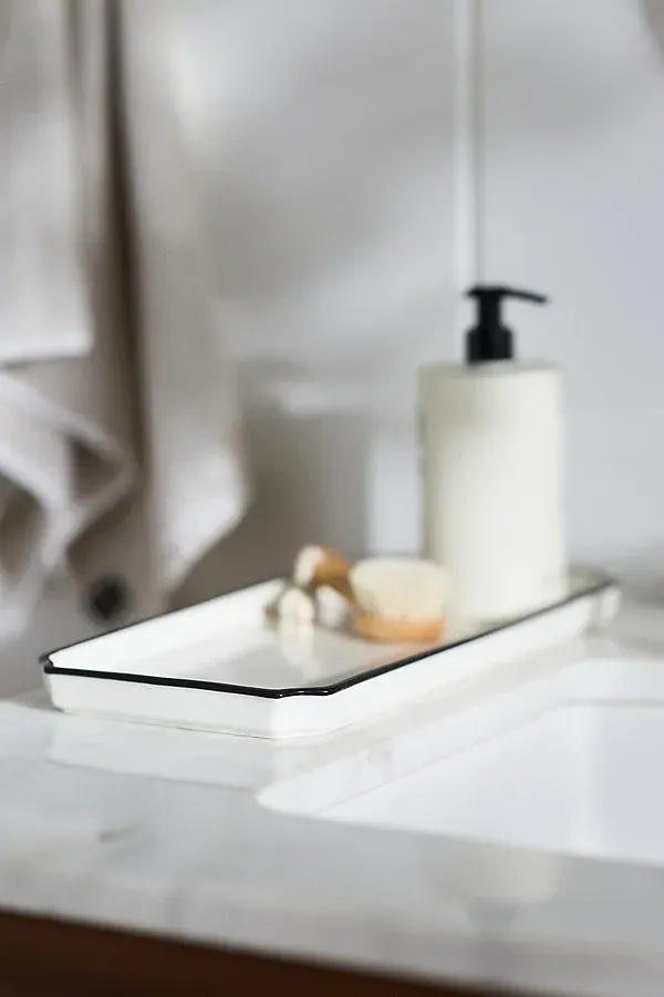 Piper Tipped Ceramic Bath Tray - Black, Glazed Stoneware by Anthropologie
