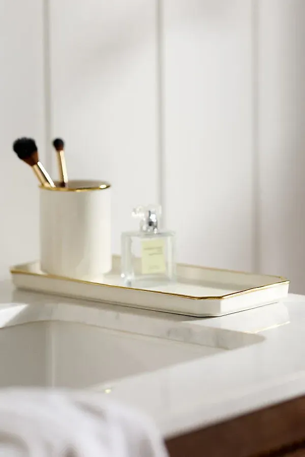 Piper Tipped Ceramic Bath Tray - Gold by Anthropologie