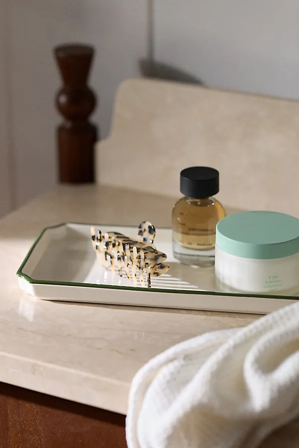 Piper Tipped Ceramic Bath Tray - Green by Anthropologie