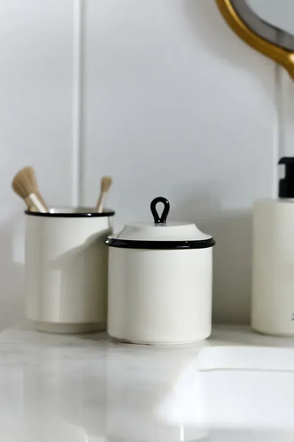 Piper Tipped Ceramic Canister - Black by Anthropologie