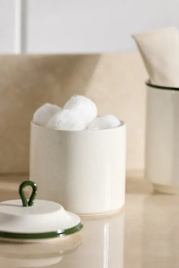 Piper Tipped Ceramic Canister - Green by Anthropologie