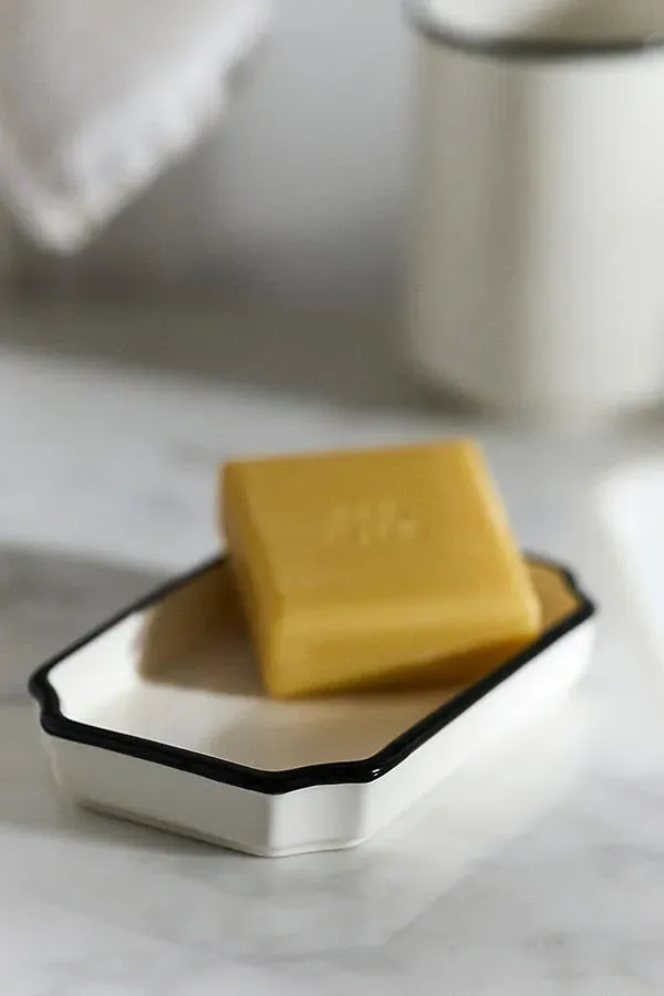 Piper Tipped Ceramic Soap Dish - Black by Anthropologie