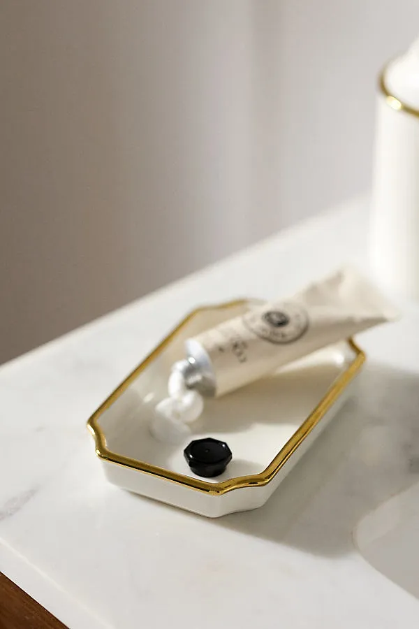 Piper Tipped Ceramic Soap Dish - Gold by Anthropologie
