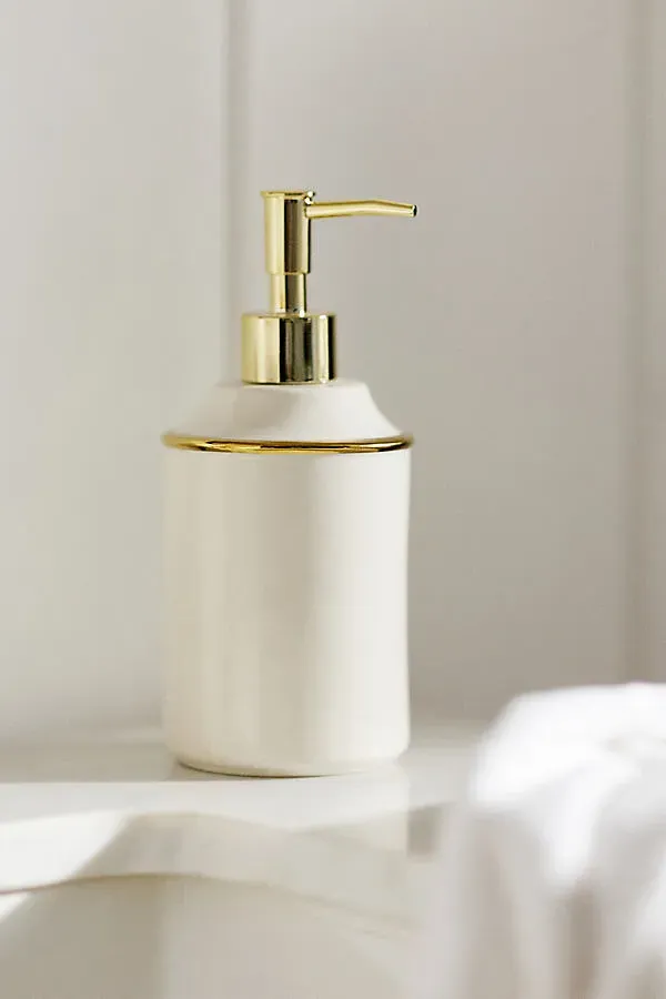 Piper Tipped Ceramic Soap Dispenser - Gold by Anthropologie