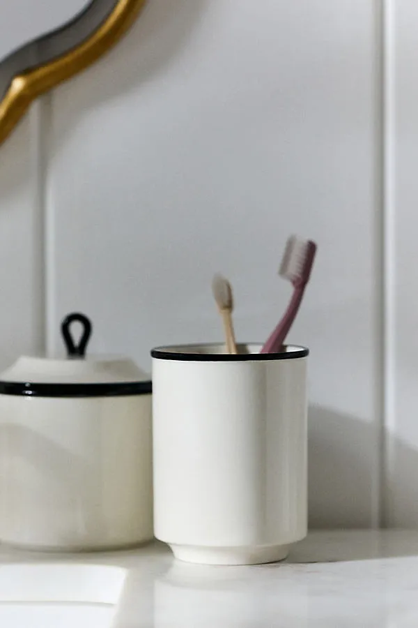 Piper Tipped Ceramic Tumbler - Black, Glazed Stoneware by Anthropologie