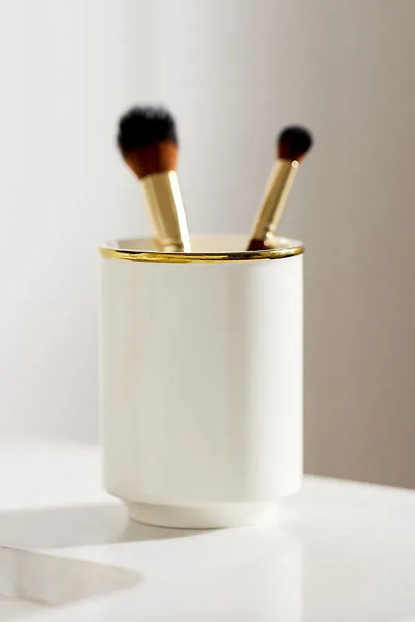 Piper Tipped Ceramic Tumbler - Gold, Glazed Stoneware by Anthropologie