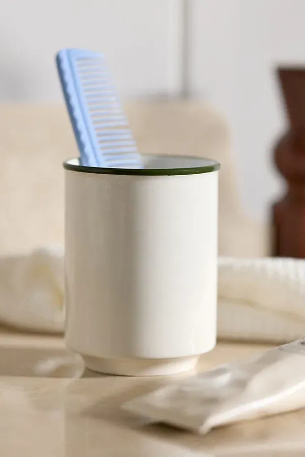 Piper Tipped Ceramic Tumbler - Green, Stoneware by Anthropologie