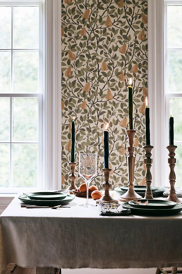 Pirum Pear Floral Fruit Wallpaper - Yellow by Anthropologie