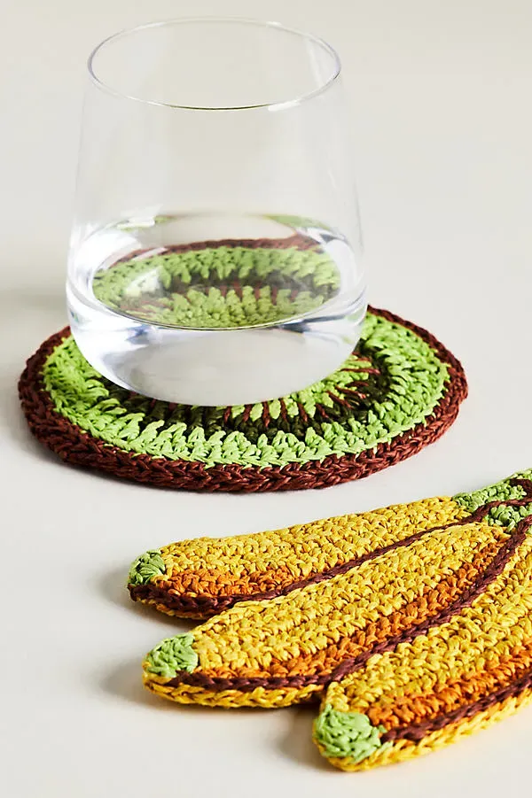 Platano Coasters Set of 2 - Green, Raffia product