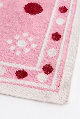 Polka Dot Indoor/Outdoor Flatwoven Rug - Pink, Polyester product