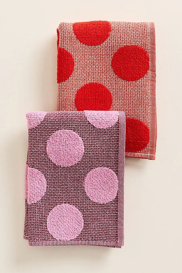 Polly Jacquard Dish Towels Set of 2 - Cotton by Anthropologie