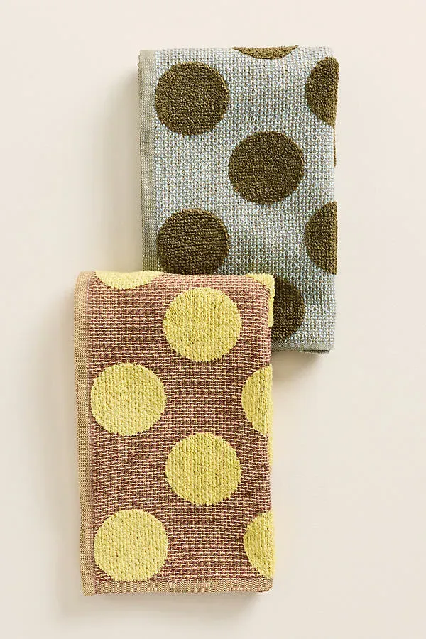 Polly Jacquard Dish Towels Set of 2 - Cotton by Anthropologie