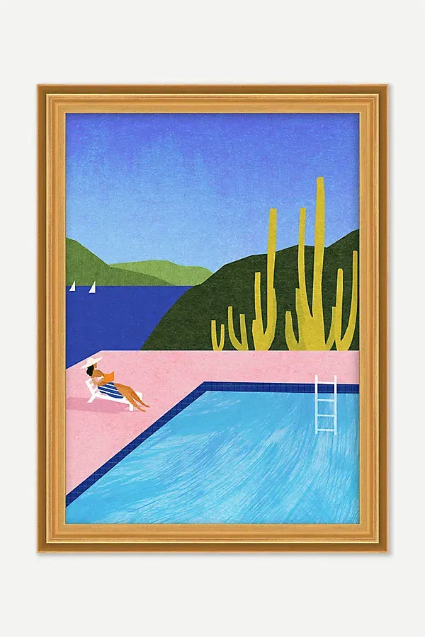 Poolside Paradise Wall Art - Blue, Matte Paper product