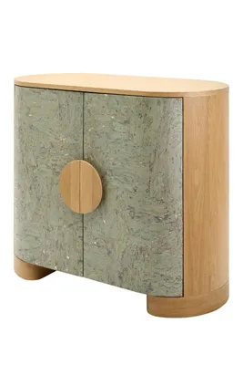 Poros Curved Cork Cabinet - Silver-Gray, Oak Veneer product