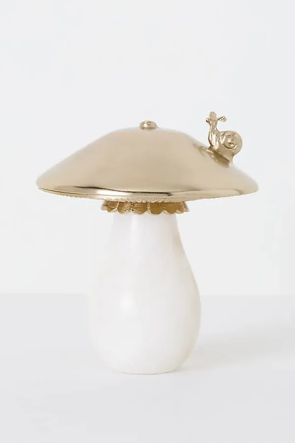 Portia Mushroom Cordless Rechargeable LED Table Lamp - White by Anthropologie