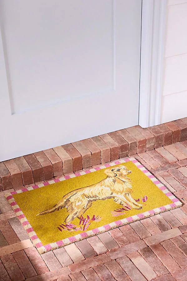 Portobello Dog Printed Doormat - Yellow, Coir product