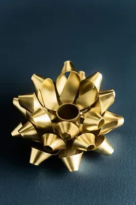 Present Bow Candle Holder - Gold, Iron by Anthropologie, image 2