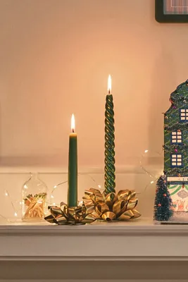 Present Bow Taper Candle Holder - Gold, Iron by Anthropologie, alternate view
