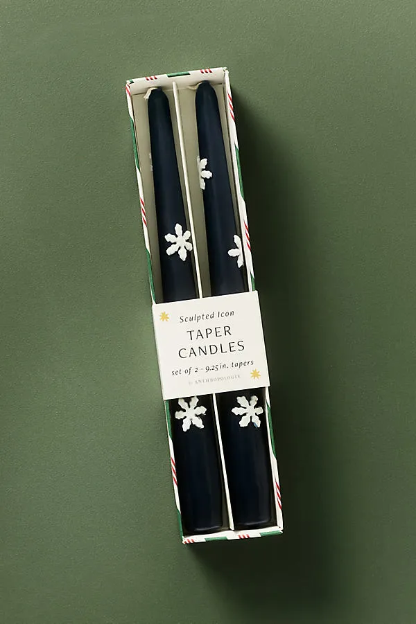 Pressed Bead Taper Candles Set of 2 - White, Paraffin Wax by Anthropologie