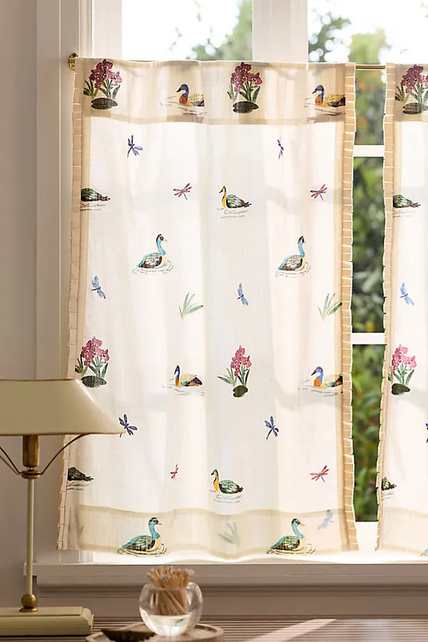Printed Cotton Duck Cafe Curtains Set of 2 - Ivory product