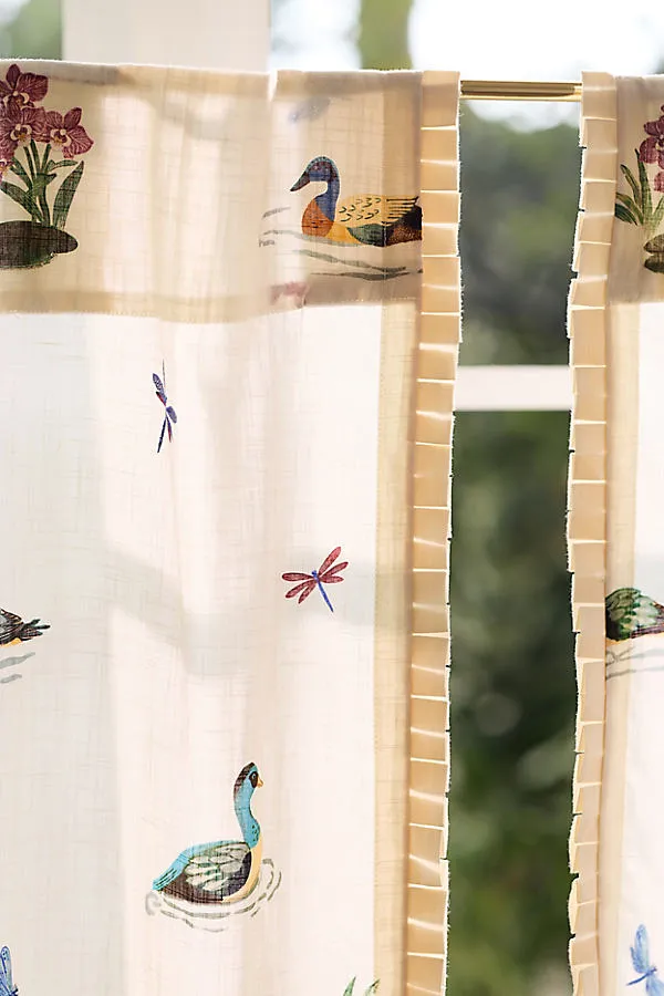 Printed Cotton Duck Cafe Curtains Set of 2 - White alternate view