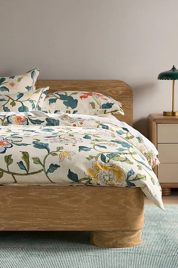Printed Cotton-Slub Duvet - Ivory by Anthropologie