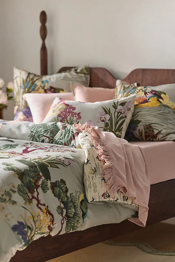Printed Cotton-Slub Euro Sham - Beige by Anthropologie, image 2