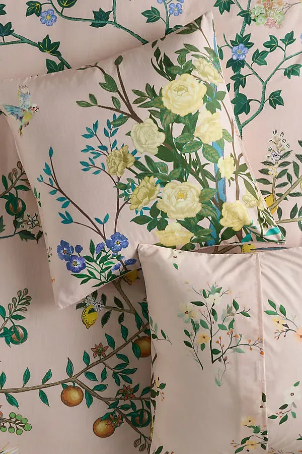 Printed Cotton-Slub Euro Sham - Ivory by Anthropologie