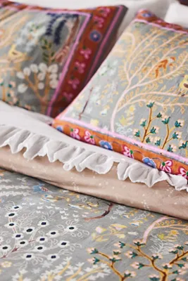 Printed Cotton-Slub King Size Duvet - Green, Cotton by Anthropologie, image 2