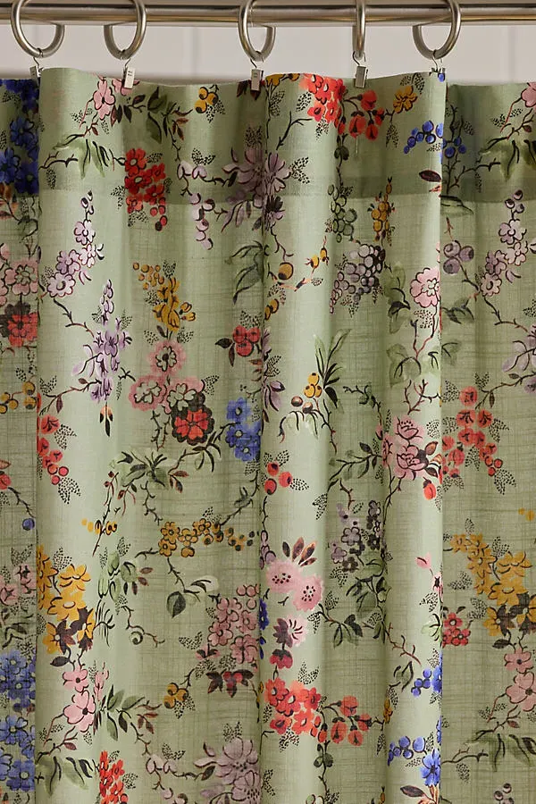 Printed Cotton Slub Shower Curtain - Blue product