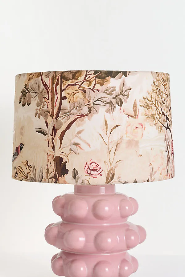 Printed Fabric Drum Lampshade 16" - Brown, Cotton by Anthropologie