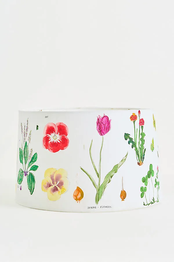 Printed Fabric Lamp Shade - White, Cotton by Anthropologie