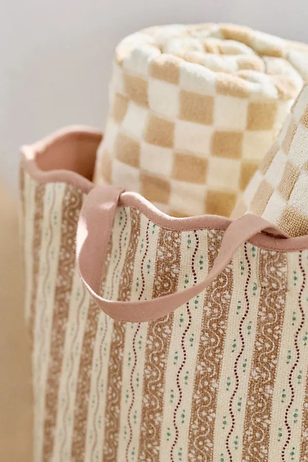 Printed Scallop Cotton Basket - Beige product