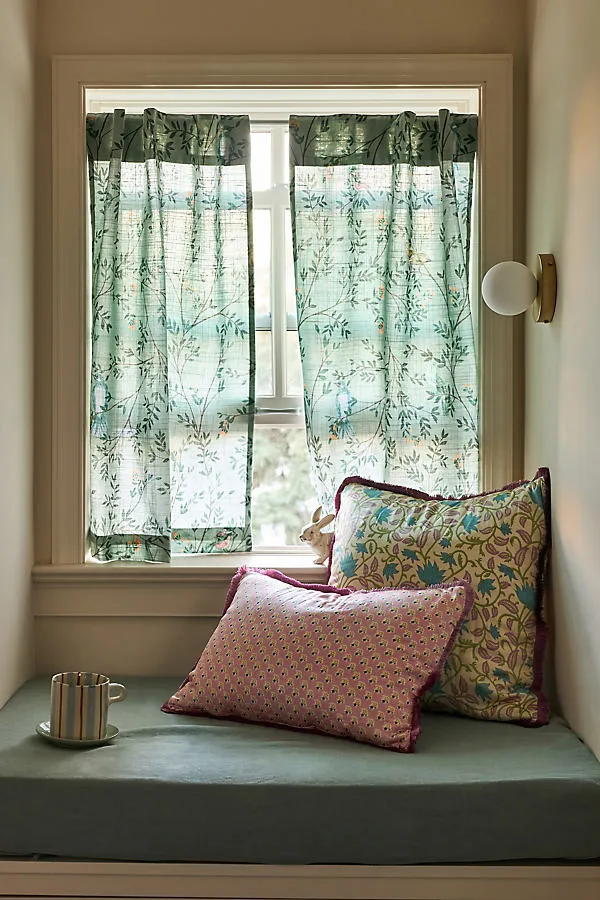 Priyanka Organic Cotton Printed Bird Café Curtains Set of 2 product
