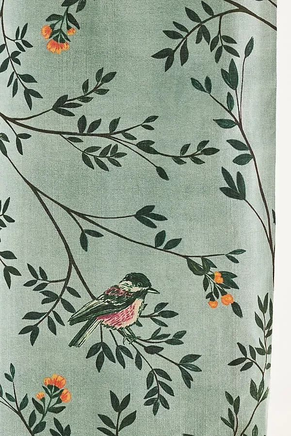 Priyanka Organic Cotton Printed Bird Curtain - Green product