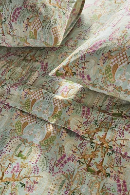 Queen Organic Cotton Sateen Printed Sheet Set - Green by Anthropologie, image 2