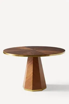 Quillen Marquetry Round Pedestal Dining Table - Walnut product