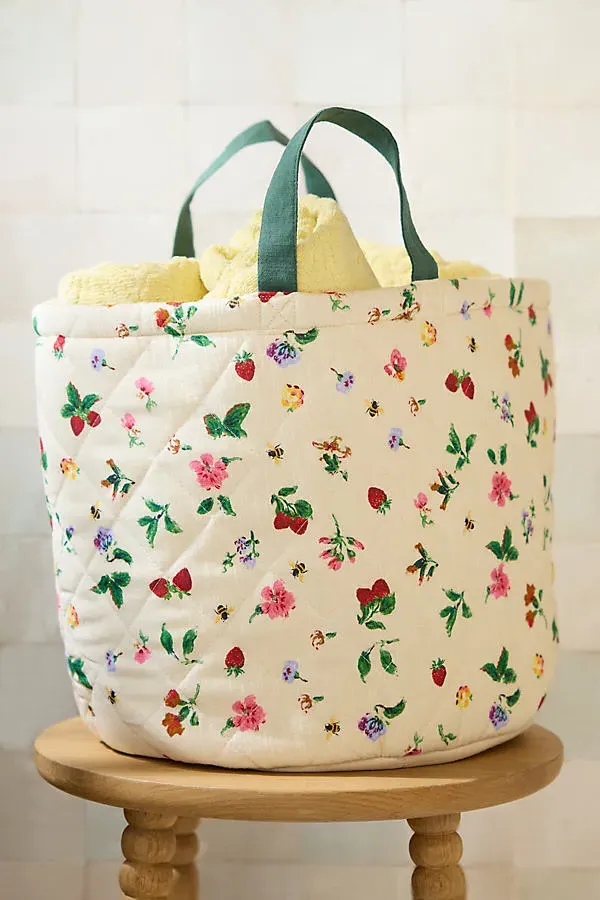 Quilted Block Print Storage Basket - Cotton product