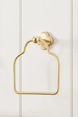 Quinn Clover Brass Towel Ring - Gold by Anthropologie, alternate view