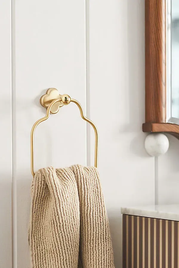Quinn Clover Brass Towel Ring - Gold by Anthropologie