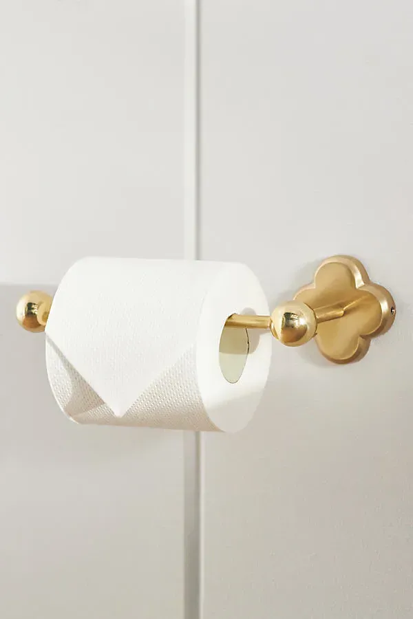 Quinn Clover Toilet Paper Holder - Gold, Brass by Anthropologie