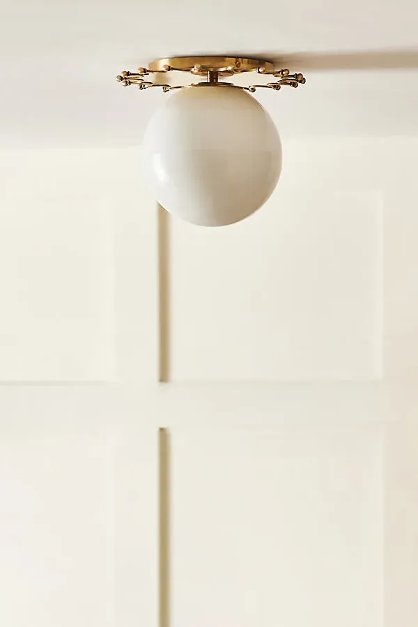 Quinn Sun Brass Glass Globe Ceiling Light - Brown by Anthropologie