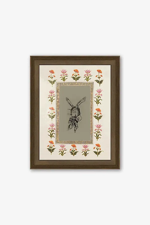 Rabbit with Floral Border Wall Art - Pink product